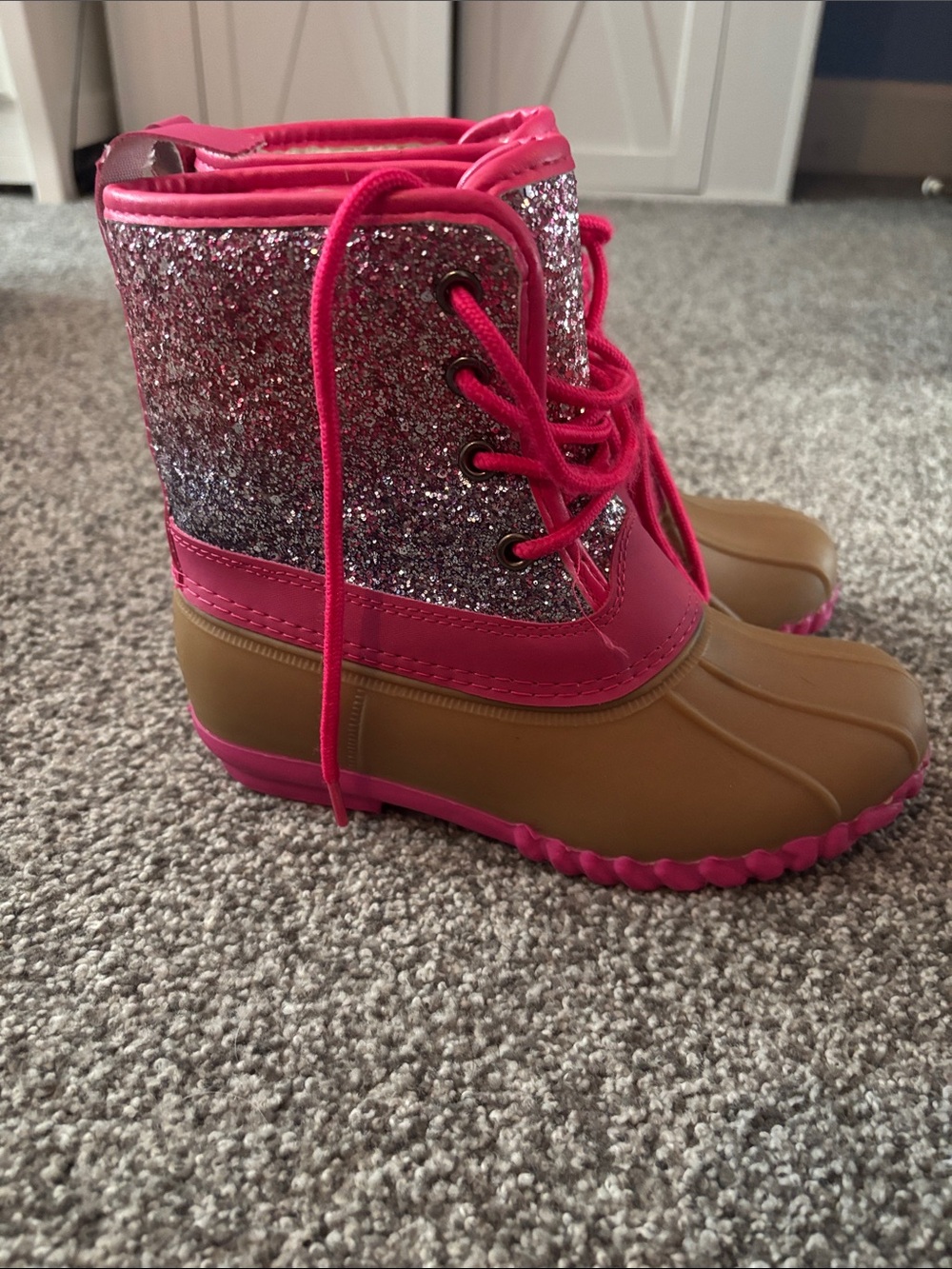 Fab kids Pink Glitter Duck Boots